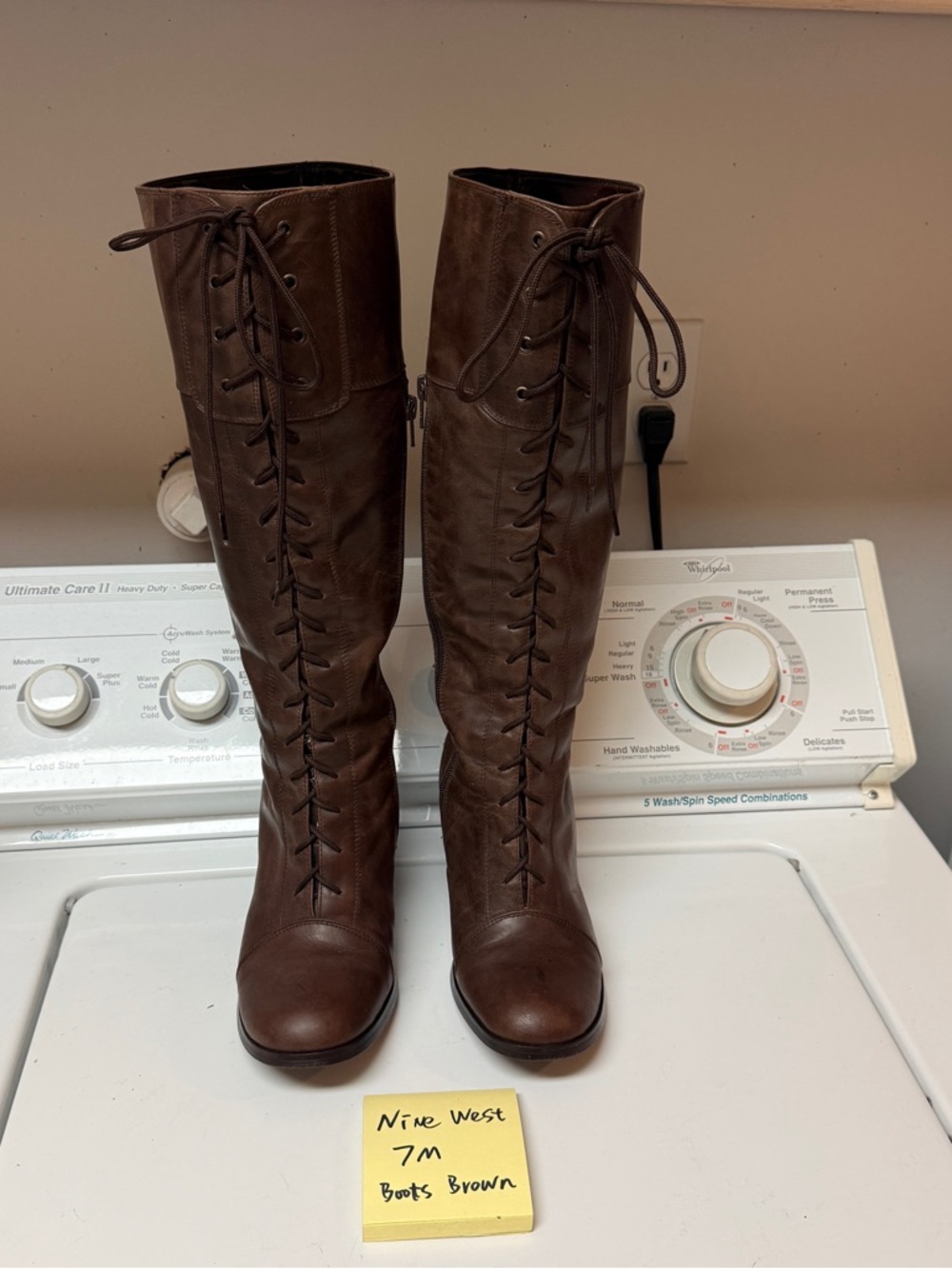 Nine West Brown Over-the-Knee Lace-Up Boots